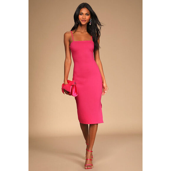 Lulus Dresses & Skirts - Lulus Paulina Hot Pink Bodycon Midi Dress - Size S